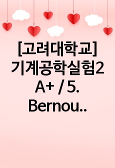 [고려대학교] 기계공학실험2 A+ / 5. Bernoulli Experiment