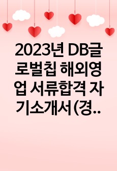 2023년 DB글로벌칩 해외영업 서류합격 자기소개서(경력기술서 포함)